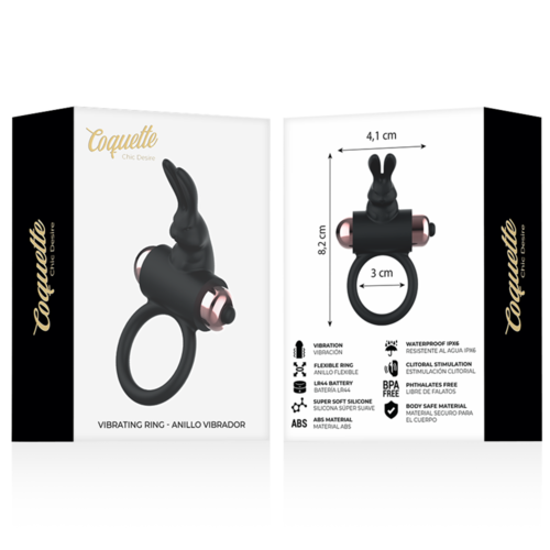 COQUETTE CHIC DESIRE COCK RING ANILLO VIBRADOR NEGRO / GOLD