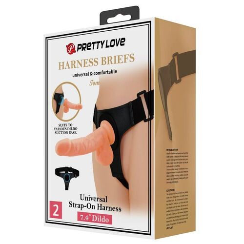 PRETTY LOVE - HARNESS BRIEFS ARNS UNIVERSAL CON DILDO TOM 20 CM NATURAL