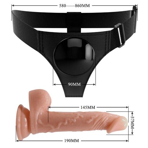 PRETTY LOVE - HARNESS BRIEFS ARNS UNIVERSAL CON DILDO KEVIN 19 CM NATURAL