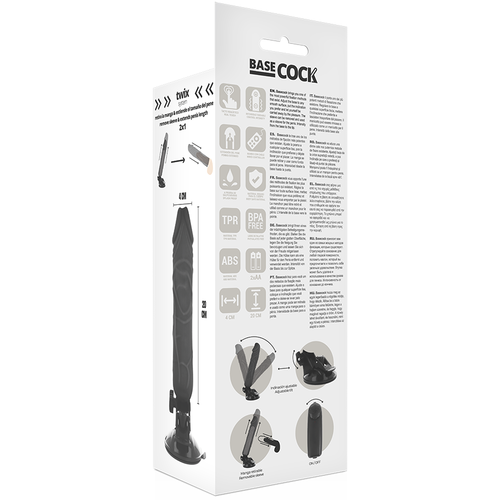 BASECOCK - VIBRADOR REALISTICO CONTROL REMOTO NEGRO 20 CM