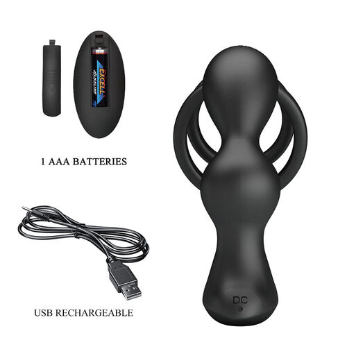 MR PLAY - ANILLO PARA PENE CON PLUG ANAL CON VIBRACIÓN CONTROL REMOTO