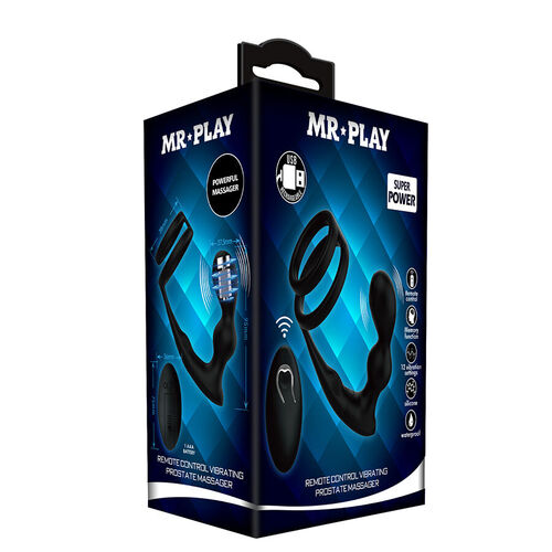 MR PLAY - ANILLO PARA PENE CON PLUG ANAL CON VIBRACIÓN CONTROL REMOTO