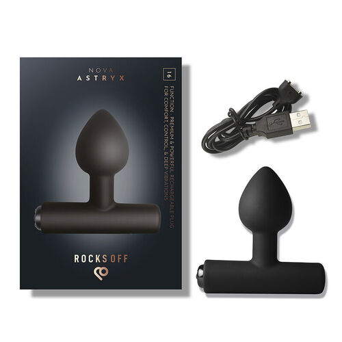ROCKS-OFF - NOVA ASTRYX PREMIUM PLUG ANAL RECARGABLE 16 FUNCIONES NEGRO