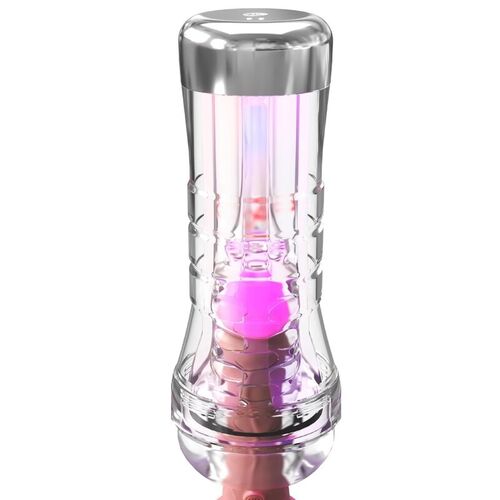 PDX ELITE - MASTURBADOR TRANSPARENTE VIEWTUBE XXL LED STROKER 27.3 CM