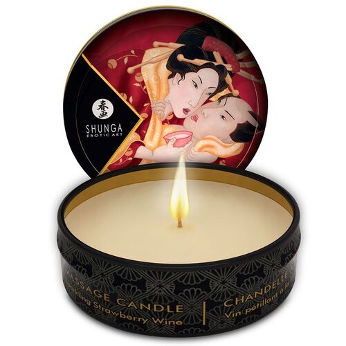 SHUNGA MINI CARESS BY CANDELIGHT VELA MASAJE FRESAS Y CAVA 30ML