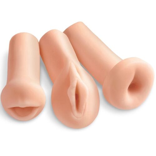 KIT 3 MASTURBADORES REALISTAS BOCA, VAGINA Y ANO FANTA FLESH