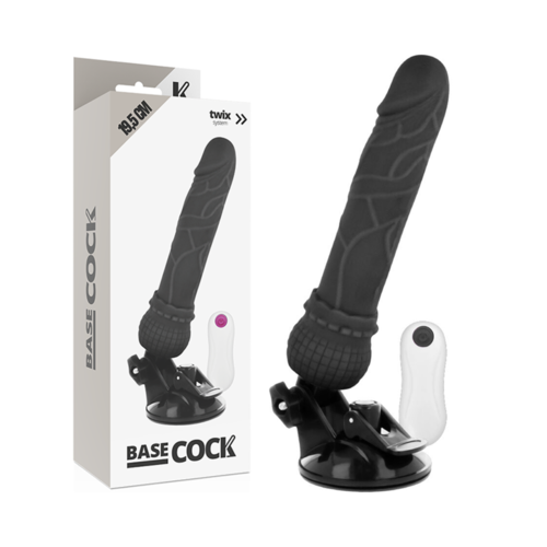 BASECOCK - VIBRADOR REALISTICO CONTROL REMOTO NEGRO 19.5 CM