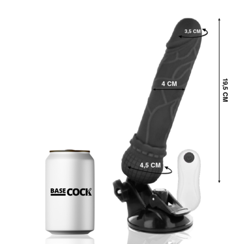 BASECOCK - VIBRADOR REALISTICO CONTROL REMOTO NEGRO 19.5 CM