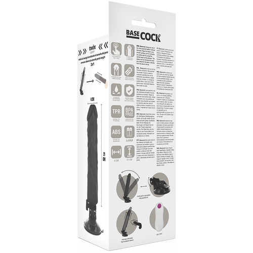 BASECOCK - VIBRADOR REALISTICO CONTROL REMOTO NEGRO 21 CM