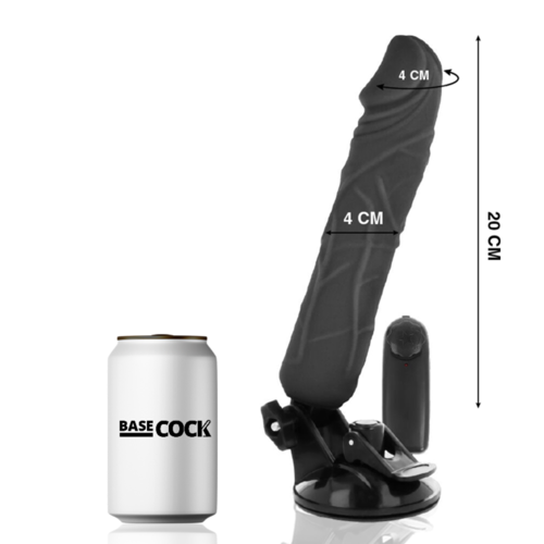 BASECOCK - VIBRADOR REALISTICO CONTROL REMOTO NEGRO 20 CM