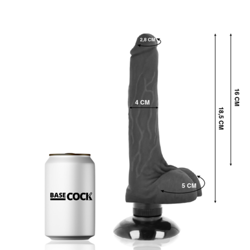 BASECOCK - VIBRADOR REALISTICO 2-1 NEGRO 18.5 CM