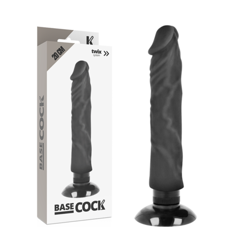 BASECOCK - VIBRADOR REALISTICO 2-1 NATURAL NEGRO 20 CM