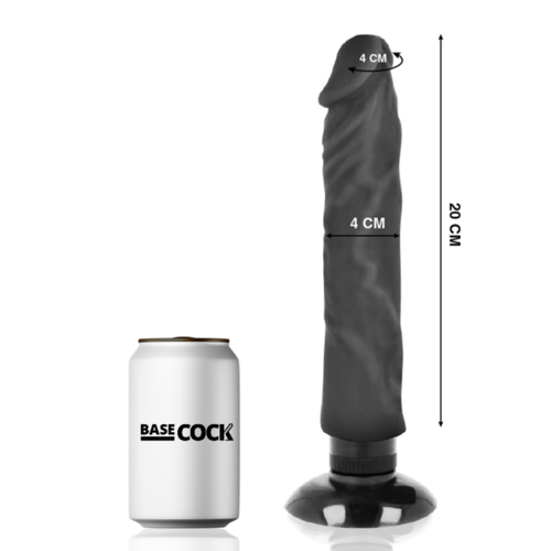 BASECOCK - VIBRADOR REALISTICO 2-1 NATURAL NEGRO 20 CM