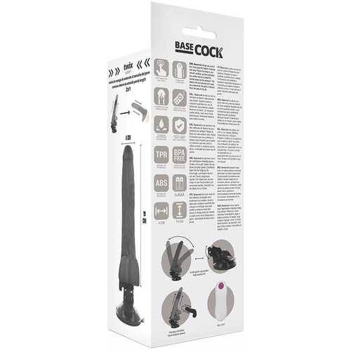 BASECOCK - VIBRADOR REALISTICO CONTROL REMOTO NEGRO 19 CM