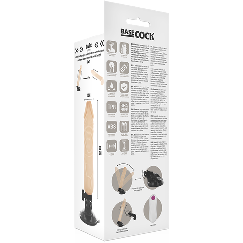 BASECOCK - VIBRADOR REALISTICO CONTROL REMOTO NATURAL 20 CM