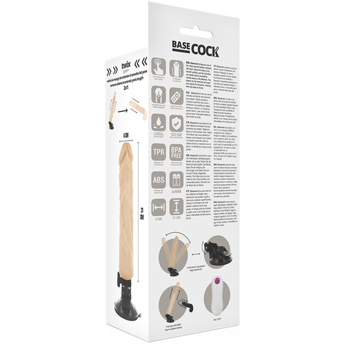 BASECOCK - VIBRADOR REALISTICO CONTROL REMOTO NATURAL 21 CM