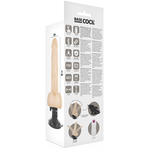 BASECOCK - VIBRADOR ARTICULABLE CONTROL REMOTO NATURAL 21 CM