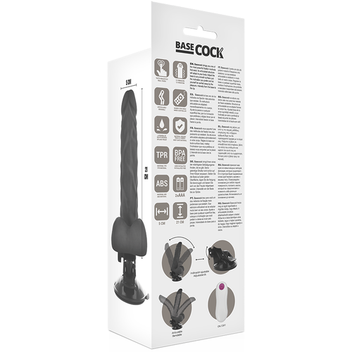 BASECOCK - VIBRADOR ARTICULABLE CONTROL REMOTO NEGRO 21 CM