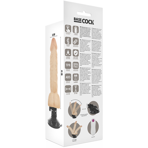 BASECOCK - VIBRADOR ARTICULABLE CONTROL REMOTO NATURAL 20 CM