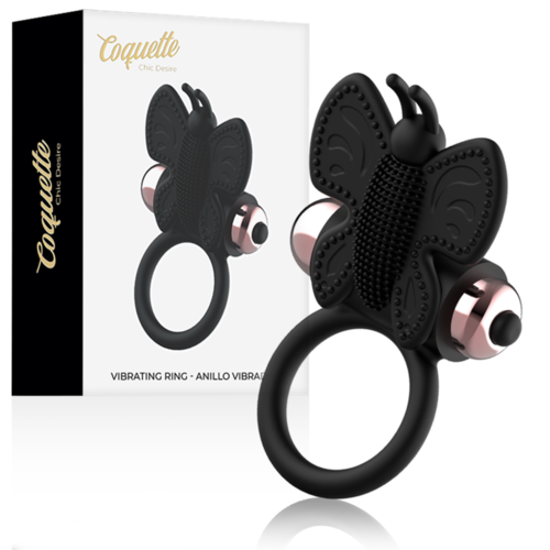 COQUETTE CHIC DESIRE COCK RING BUTTERFLY ANILLO VIBRADOR NEGRO / GOLD