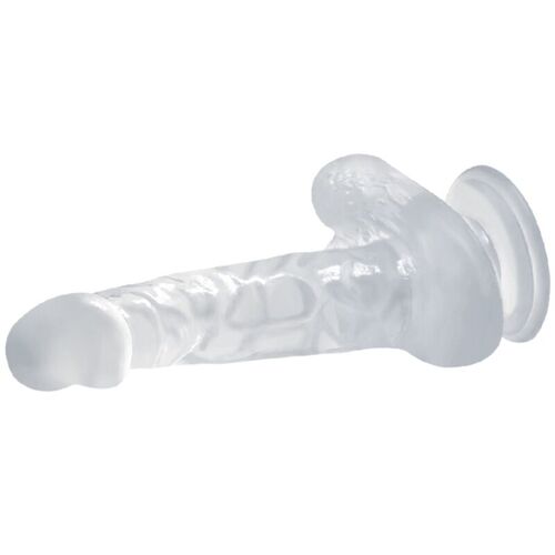 BAILE DILDO REALISTICO CON VENTOSA Y TESTICULOS 16.7 CM TRANSPARENTE