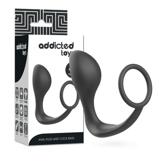 ADDICTED TOYS  PLUG ANAL CON ANILLO SILICONA NEGRO