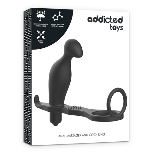 ADDICTED TOYS  PLUG ANAL CON ANILLO SILICONA NEGRO 12 CM