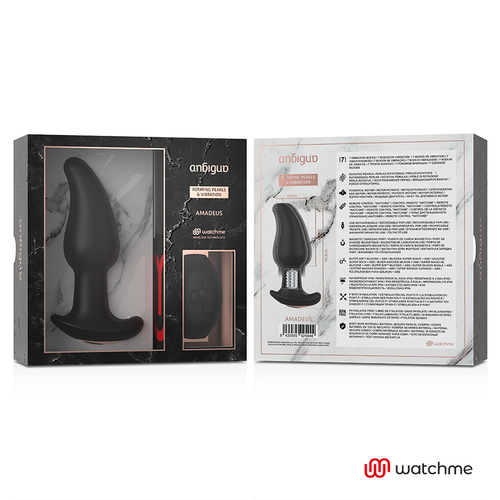 ANBIGUO - WATCHME CONTROL REMOTO PLUG ANAL VIBRADOR CON ROTACIN DE PERLAS AMADEUS