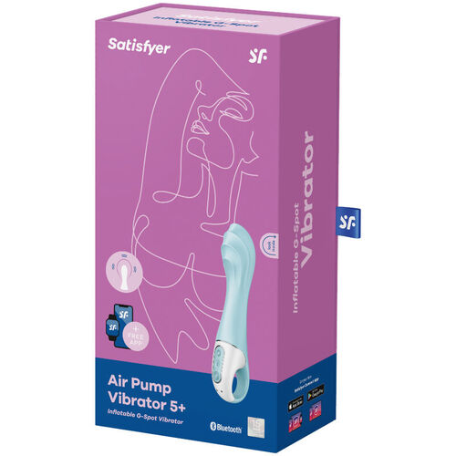 SATISFYER - AIR PUMP VIBRATOR 5+ VIBRADOR PUNTO G INFLABLE APP AZUL