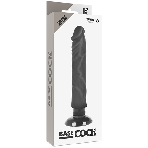 BASECOCK - VIBRADOR REALISTICO 2-1 NATURAL NEGRO 20 CM